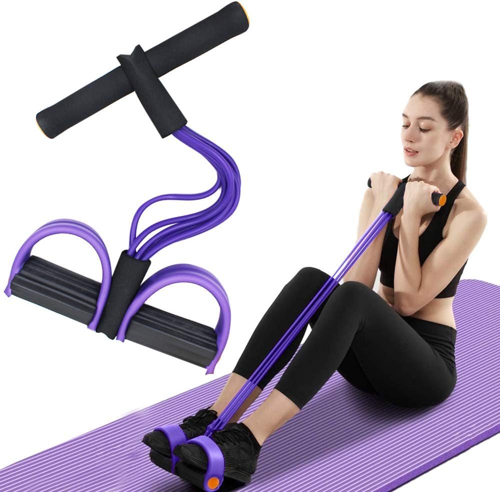 Multifunction Tension Rope, 6-Tube Elastic Yoga Pedal Puller Resistance Band, Natural Latex Tension Rope Fitness Equipment, for Abdomen/Waist/Arm/Leg Stretching Slimming Training