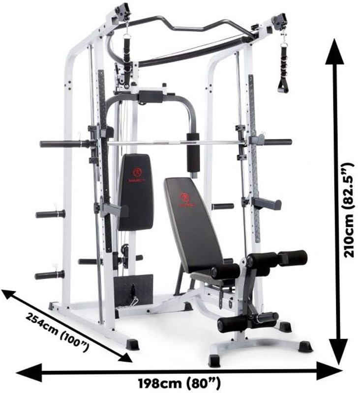 MARCY Pro Smith Cage Workout Machine Full Body Training Home Gym System with Leg Developer, Press Bar, PEC Deck, Cable Crossovers  Squat Rack
