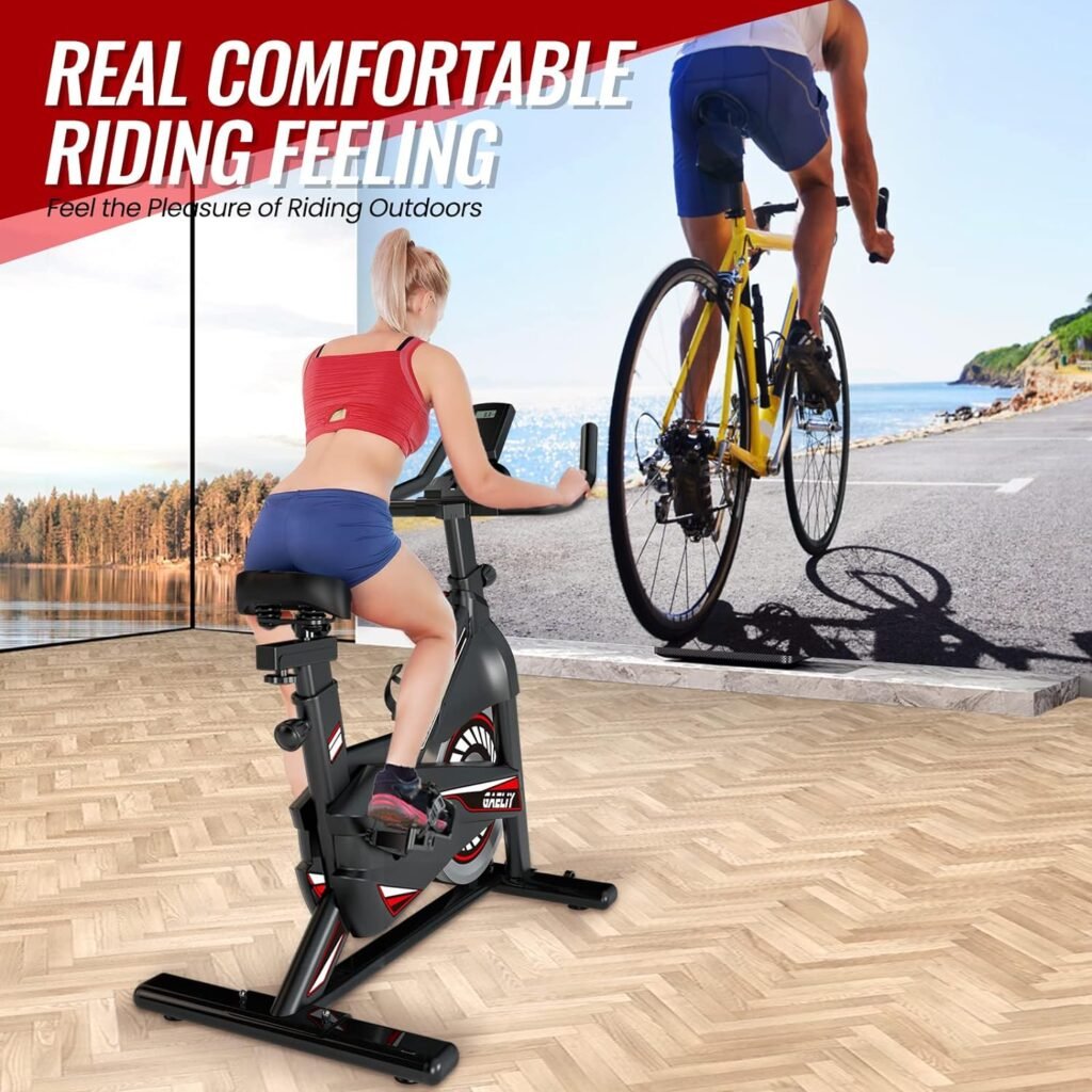 MGDYSS Exercise Bike-Stationary Bikes Indoor Cycling Bike,Cycle Bike Belt Drive Indoor Exercise Bike with LCD Monitor and Comfortable Seat Cushion