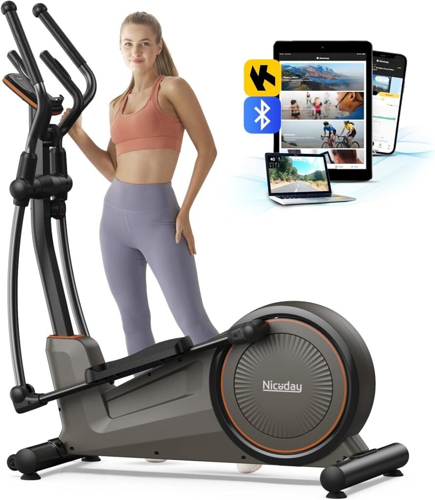 Niceday Elliptical Machine, Elliptical Exercise Machine for Home with Hyper-Quiet Magnetic Driving System, Elliptical Trainer with 15.5IN-18IN Stride, 16 Resistance Levels, 400LBS Loading Capacity