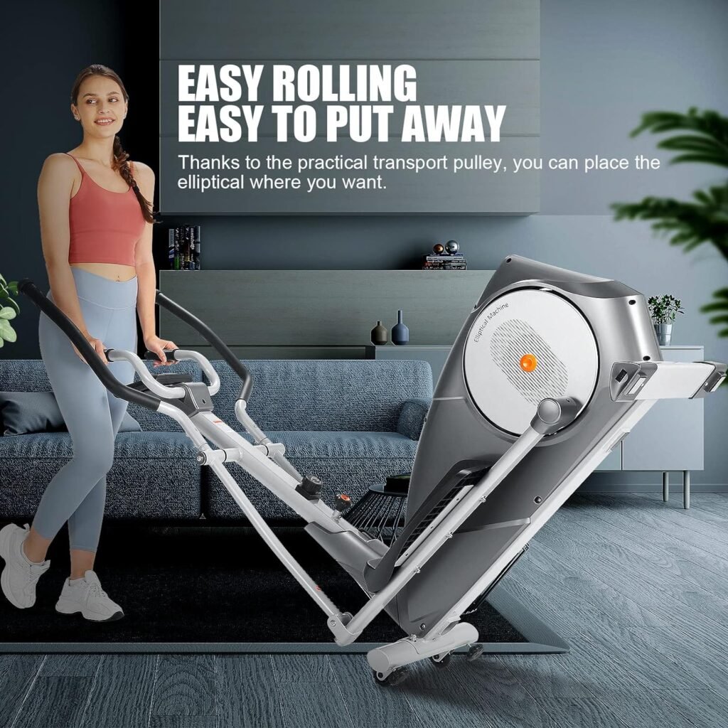 Elliptical Machine, Foldable Elliptical Machine for Home, 22 Resistance Levels with Large LCD Monitor Eliptical Exercise Machine