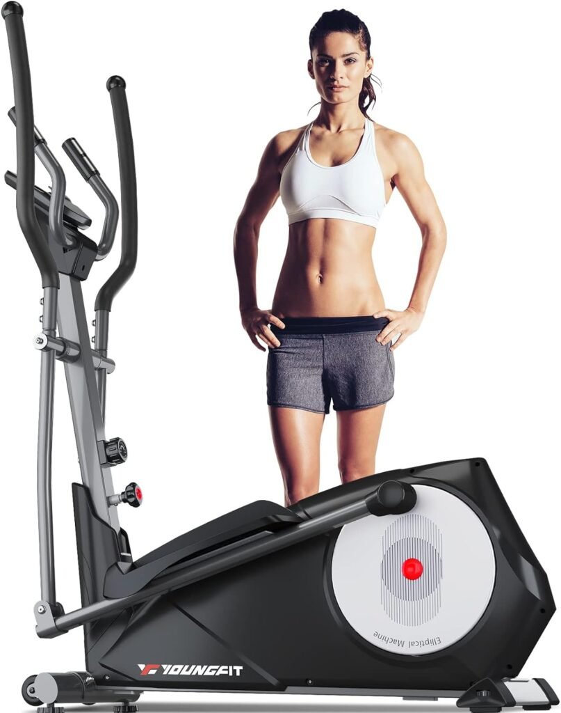 Elliptical Machine, Foldable Elliptical Machine for Home, 22 Resistance Levels with Large LCD Monitor Eliptical Exercise Machine