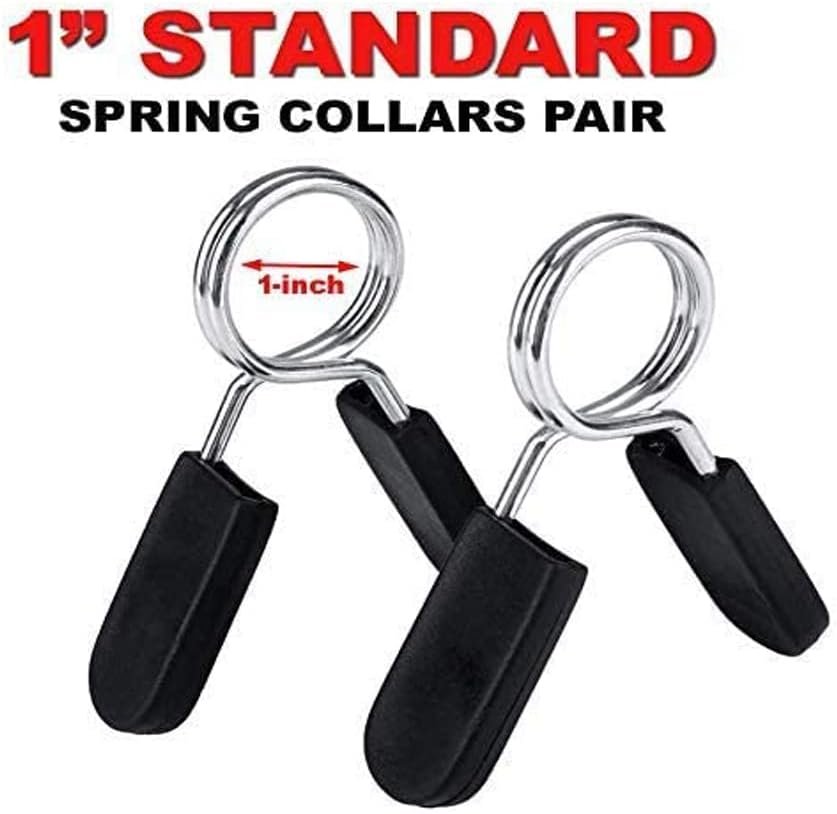 FITNESS MANIAC Standard 1 Barbell Bar Clamps Spring Collar Clips Gym Weight Dumbbell Lock PAIR Sturdy Fit for 1” Barbells Best For Powerlifting Cross Weightlifting