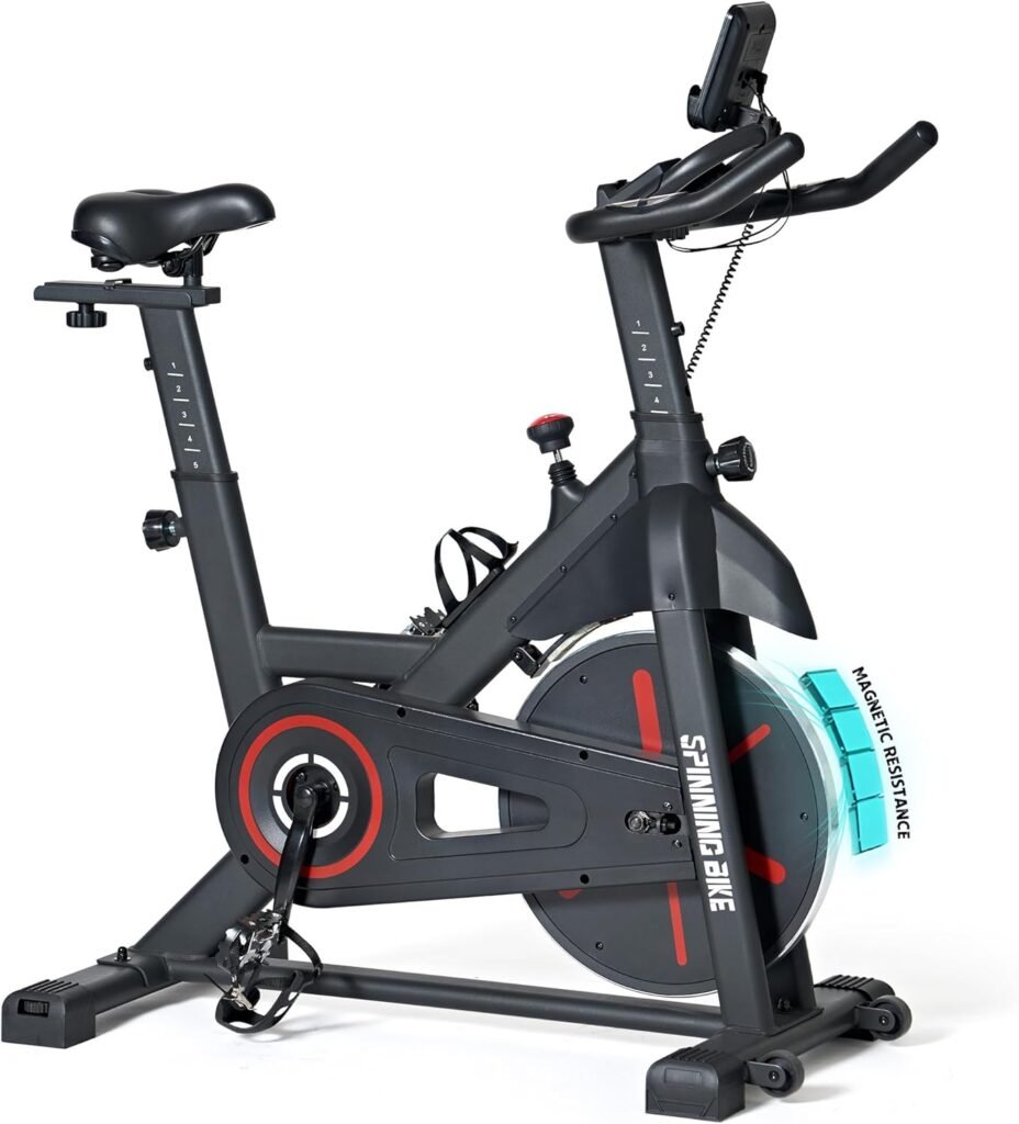 SogesPower Magnetic Resistance Bike Exercise Bike Indoor Bike Cycling Cycle Stationary Bike Fitness Bike for Home Gym Workout Silent Belt Drive with Phone Tablet MountComfortable Seat CushionLCD Display