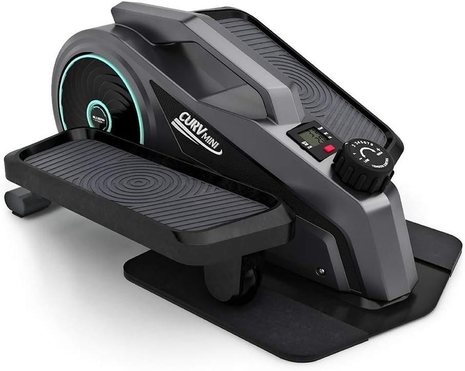 Bluefin Fitness Curv 2.0 | Curv Mini | Elliptical Cross Trainers | Seated Under Desk Elliptical Trainer | Exercise Step Machine | Adjustable Resistance | LCD Screen | Bluetooth | Black | Grey